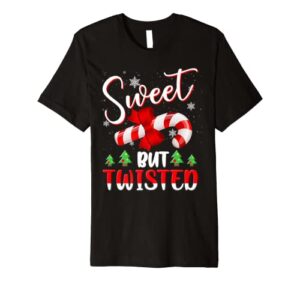 sweet but twisted candy cane christmas tree stocking stuffer premium t-shirt