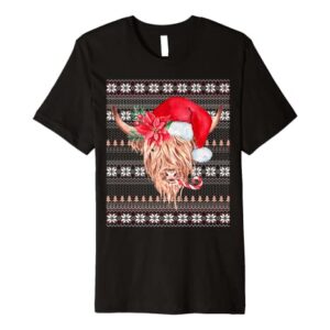 Farmhouse Christmas Stocking Stuffers Highland Christmas Cow Premium T-Shirt