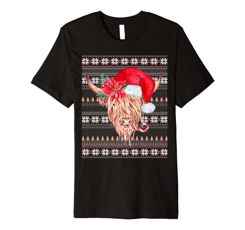 Farmhouse Christmas Stocking Stuffers Highland Christmas Cow Premium T-Shirt