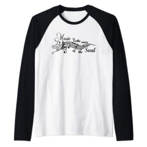 Music is the Voice Xmas Gift Stocking Stuffer Holiday Party Raglan Baseball Tee