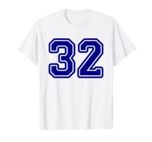 jersey #32 navy blue sports team player jersey number 32 t-shirt