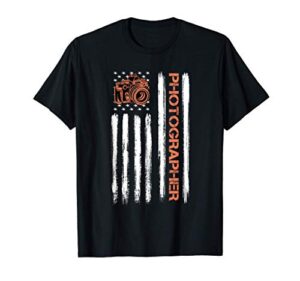 vintage american flag camera photographer photography gifts t-shirt