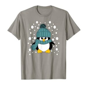 Krimbles Christmas Penguin Teal Hat Scarf Stocking Stuffer T-Shirt