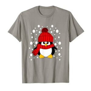 Krimbles Christmas Snow Penguin Red Hat Stocking Stuffer T-Shirt