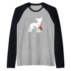 Chinese Crested Christmas Stocking Stuffer Dog Raglan Baseball Tee