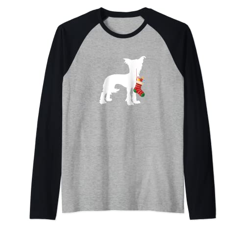 Chinese Crested Christmas Stocking Stuffer Dog Raglan Baseball Tee