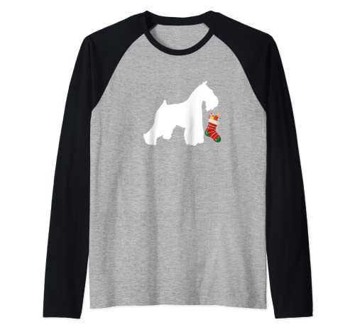 Miniature Schnauzer Christmas Stocking Stuffer Dog Raglan Baseball Tee