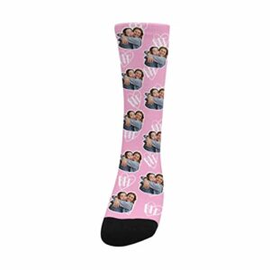 Custom Socks with Faces, Personalized Photo Socks Bestie Face Printed Picture Socks BFF Heart Pink Crew Socks Friendship for Men Women Friends BFF Mother's Day Birthday Anniversary