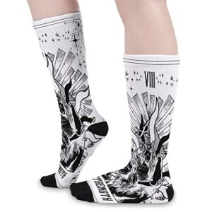 Tarot Card Strength Socks for Women Socks for Men Crew Socks for Boys Mid Socks for Girls Stocking Stuffers for Teens Casual Athletic Sport Dress Socks