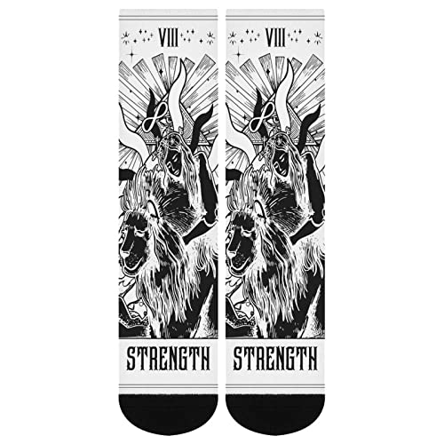 Tarot Card Strength Socks for Women Socks for Men Crew Socks for Boys Mid Socks for Girls Stocking Stuffers for Teens Casual Athletic Sport Dress Socks