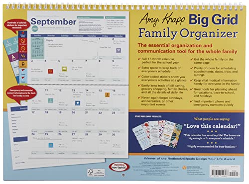 2023 Amy Knapp's Big Grid Family Organizer Wall Calendar: 17-Month Giant Fridge Planning Calendar for Mom with Stickers (Thru December 2023) (Amy Knapp's Plan Your Life Calendars)