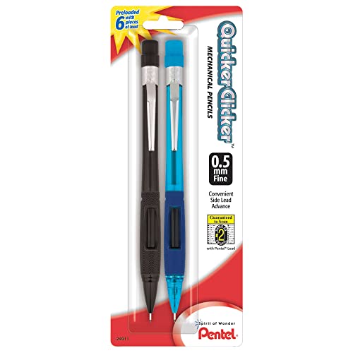 Pentel® Quicker Clicker™ Automatic Pencils, 0.5 mm, Smoke Barrel, Pack Of 2 Pencils