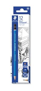 staedtler mars lumograph 2h graphite art drawing pencil, medium hard, break-resistant bonded lead, 12 pack, 100-2h