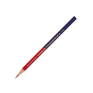 Uni-ball Vermilion Red and Prussian Blue Wooden Pencil - 5:5 - Hexagonal Body - Pack of 12 (japan import)