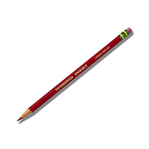 TICONDEROGA Erasable Checking Pencils, Pre-Sharpened with Eraser, Red, Pack of 4 (13941)