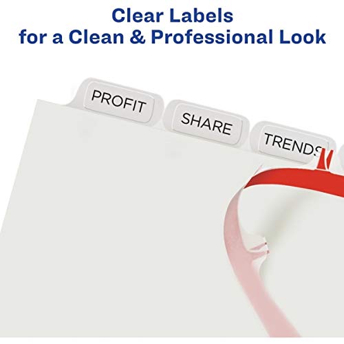 Avery Index Maker Clear Label Dividers, 8.5 x 11 Inch, 8 Tab, White Tab, 50 Sets (11557)