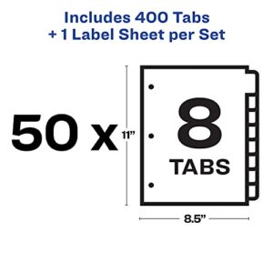 Avery Index Maker Clear Label Dividers, 8.5 x 11 Inch, 8 Tab, White Tab, 50 Sets (11557)