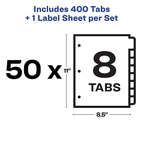 Avery Index Maker Clear Label Dividers, 8.5 x 11 Inch, 8 Tab, White Tab, 50 Sets (11557)