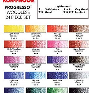 Koh-I-Noor Progresso Woodless Colored 24-Pencil Set, Assorted Colored Pencils (FA8758.24)