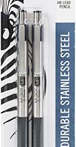 Zebra Pen M-301 Mechanical Pencil, Stainless Steel Barrel, Medium Point, 0.7mm, Black Grip, 2-Pack