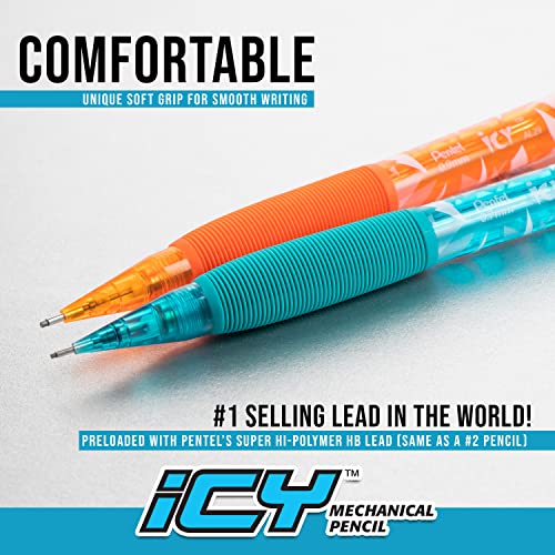 Pentel ICY Razzle-Dazzle Mechanical Pencil, 0.7mm, Assorted Barrels, Color May Vary, Pack of 12 (AL27RDBP12M)