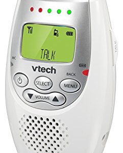 VTech DM221 Audio Baby Monitor with up to 1,000 ft of Range, Vibrating Sound-Alert, Talk Back Intercom & Night Light Loop, White/Silver