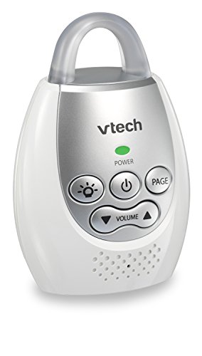 VTech DM221 Audio Baby Monitor with up to 1,000 ft of Range, Vibrating Sound-Alert, Talk Back Intercom & Night Light Loop, White/Silver