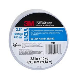 3m 3340 foil tape [ul 181 a & b listed/linered]: 2-1/2 in. x 30 ft. (silver)