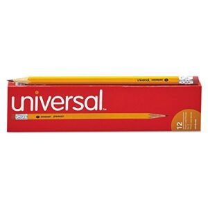 universal 55400 woodcase pencil, hb #2, yellow barrel, dozen