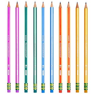 Ticonderoga X13910 Striped Wood-Cased Pencils, 2 HB Soft, Pre-Sharpened, 10 Count, Assorted Colors