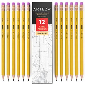 ARTEZA HB Pencils #2, Pack of 48, Wood-Cased Graphite Pencils in Bulk, Pre-Sharpened, with Latex-Free Erasers, Office & School Supplies for Exams and Classrooms