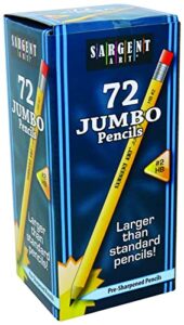 sargent art 72 x 2pk jumbo pencils, 144 total class pack, beginner yellow pencils, mega size, non-toxic (72)