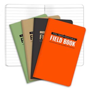 elan publishing company the indestructible, waterproof, tearproof, weatherproof field notebook – 3.5″x5.5″ – combo colors – lined memo book – pack of 4