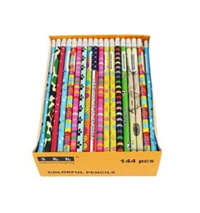 skkstationery assorted colorful pencils, pencil assortment, awards & incentives pencils, 2 hb, 144/box.