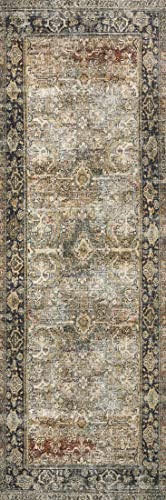 Loloi II Layla Collection LAY-03 Traditional Olive/Charcoal 7'-6" x 9'-6" Area Rug