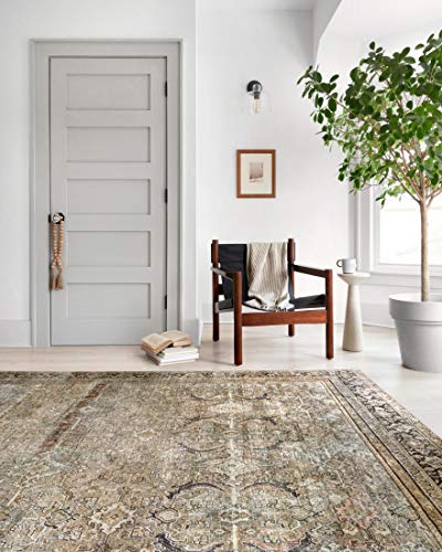 Loloi II Layla Collection LAY-03 Traditional Olive/Charcoal 7'-6" x 9'-6" Area Rug