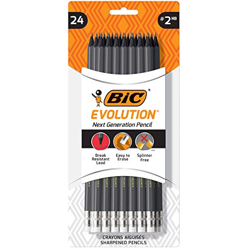 BIC Evolution Cased Pencil, 2 Lead, Gray Barrel, 24-Count