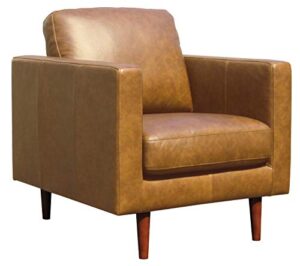 amazon brand – rivet revolve modern leather armchair with tapered legs, 33″w, caramel