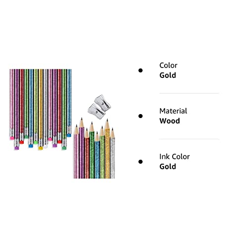 Outus Glitter Colored Pencils with Eraser Wood Colorful Pencils and Pencil Sharpeners for Kids Writing Painting(34 Pieces)