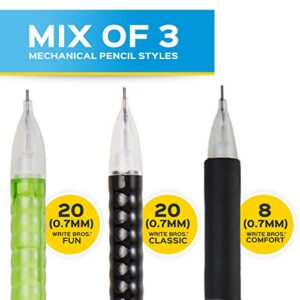 Paper Mate Mechanical Pencils, Write Bros. #2 Pencil, 0.7mm, Assorted Pencil Types, 48 Count