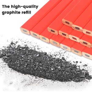 Gegong 72Pcs Carpenter Pencils 7 inch Octagonal Red Hard Black Lead Carpenter Pencil Woodworking Marking Tool