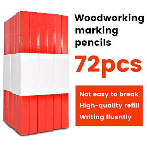 Gegong 72Pcs Carpenter Pencils 7 inch Octagonal Red Hard Black Lead Carpenter Pencil Woodworking Marking Tool