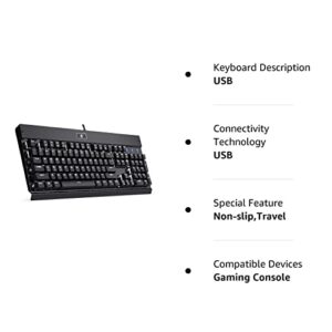 EagleTec KG010 Mechanical Keyboard Wired Ergonomic Brown Switches Equivalent for Office PC Home or Business (Black Keyboard White Backlit)