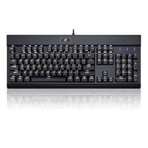 EagleTec KG010 Mechanical Keyboard Wired Ergonomic Brown Switches Equivalent for Office PC Home or Business (Black Keyboard White Backlit)