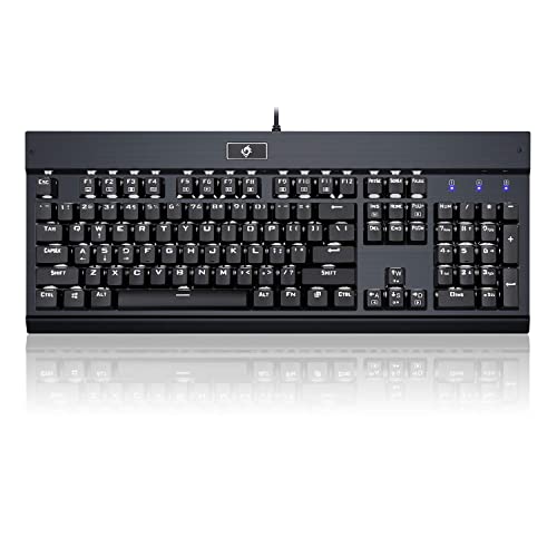 EagleTec KG010 Mechanical Keyboard Wired Ergonomic Brown Switches Equivalent for Office PC Home or Business (Black Keyboard White Backlit)