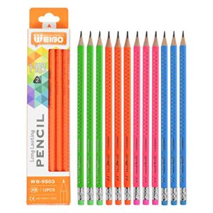 weibo bear claw pencils (pack of 12) – fat, thick, strong, triangular grip pencils, graphite, hb lead with eraser – suitable for kids, art, drawing, drafting, sketching & shading (xl)