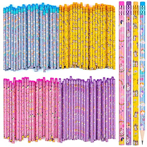 100 Pieces Unicorn Pencils Funny Colorful Unicorn Pencils with Top Erasers for Teachers Classrooms Reward Birthday Party Kids Gifts Supplie School, Office, Sketching and Learning Activities (100)