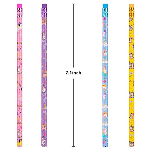 100 Pieces Unicorn Pencils Funny Colorful Unicorn Pencils with Top Erasers for Teachers Classrooms Reward Birthday Party Kids Gifts Supplie School, Office, Sketching and Learning Activities (100)