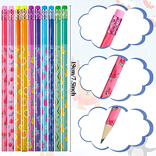 Outus 40 Pieces Scented Pencils with Eraser HB Pencils Graphite Pencil Cylinder Wood Pencils with Fruit Elements School Stationery Party Reward Supplies for Girls and Boys, 10 Styles (Fruit Style)