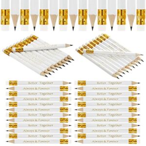 60 pieces wedding pencils half pencils bridal pencils with eraser white gold golf pencil 4 inch mini pencils ‘better together’ ‘always and forever’ pencils for bridal shower wedding party, school